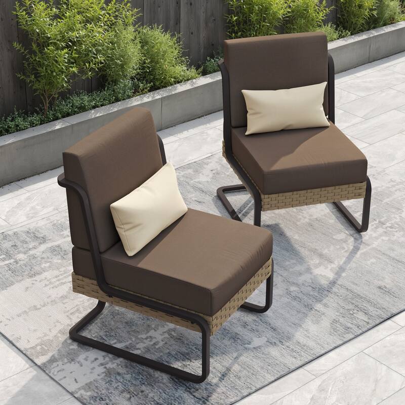 Corvus Akrotiri Outdoor Wicker Club Chair Set (Set of 2) with Olefin Cushions