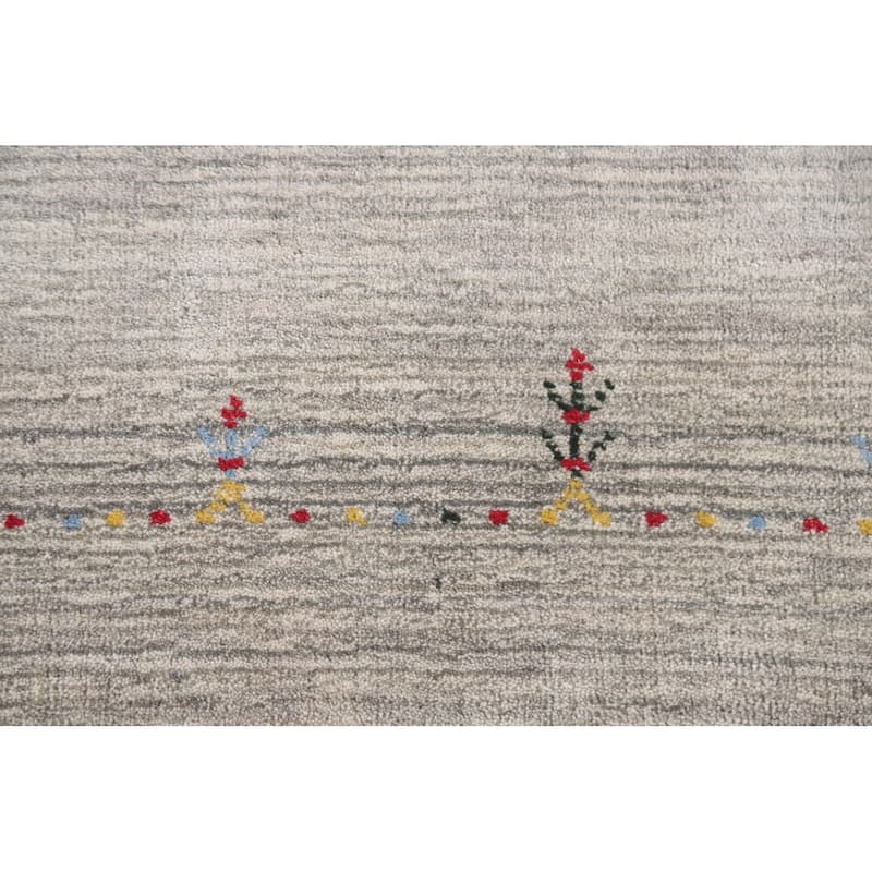 Tribal Beige Gabbeh Runner Rug Hand-knotted Wool Carpet - 2'2"x 9'8"
