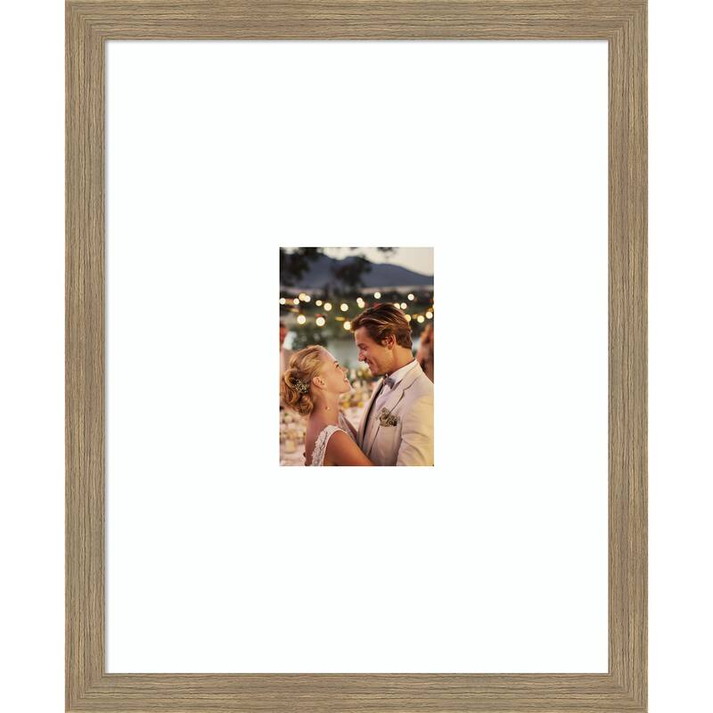 Woodgrain Stripe Blonde Framed Picture Frame, Photo Frame - 16x20 Matted to 5x7 - Woodgrain Stripe Mocha