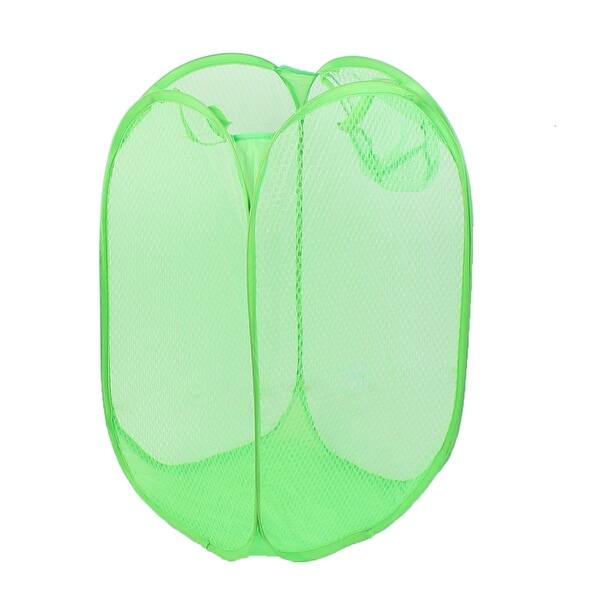 Shop Unique Bargains Bathroom Pop Up Bag Clothes Folding Mesh Storage Laundry Baskets Light Green Light Green Overstock 17610091