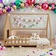 preview thumbnail 13 of 31, Wood Playful Design Full Size House Bed Kids Bed with LED,Window and Fence