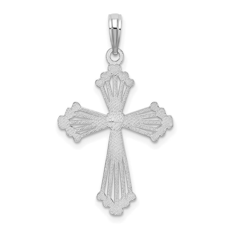 Curata 14k White Gold Rope Design Heart Endcaps Cross Necklace 18mm x 25mm