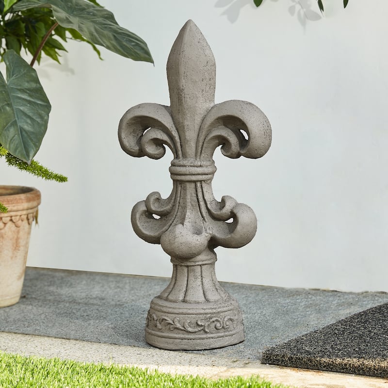 Glitzhome MGO French Holiness Fleur De Lis LYS Garden Statue Coastal Sculpture Indoor Outdoor