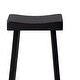 preview thumbnail 3 of 4, Bianca Counter Stool Set of 2, Saddle Seat, Farmhouses Black Solid Wood