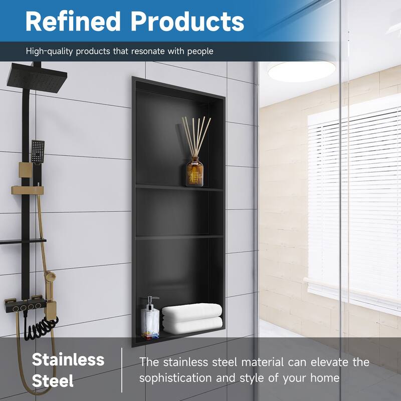 WIZ 12.8-inch W x 30.8-inch H x 4-inch D Stainless Steel Shower Niche