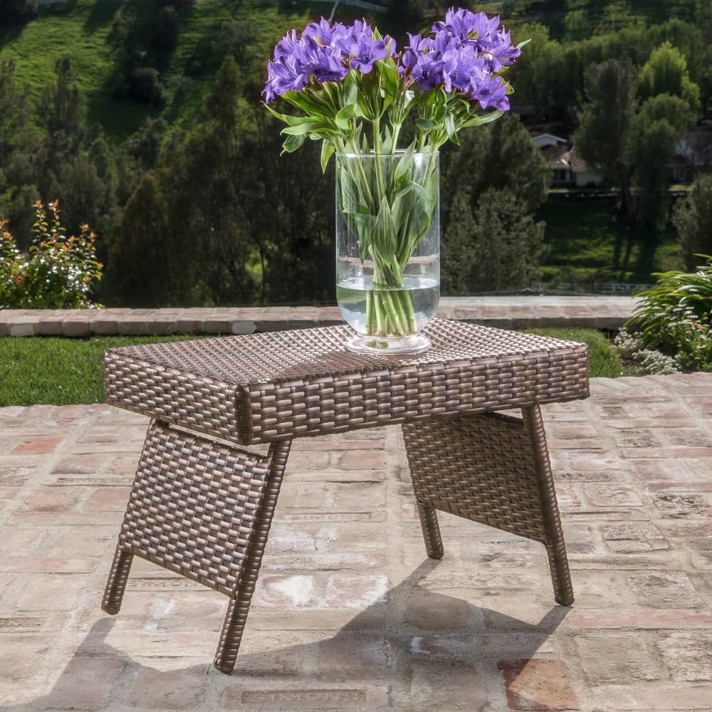 Salem Outdoor Transitional Wicker Adjustable Folding Table by Christopher Knight Home.