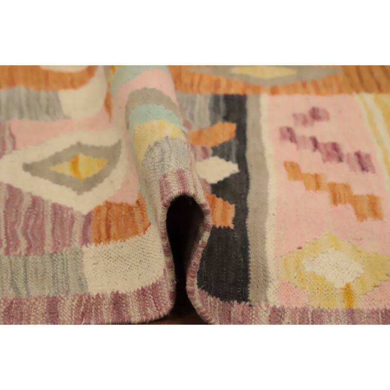 Hand Woven Oriental 100% Wool Carpet Southwestern Tribal Multi-Colored Kilim Area Rug - 5' 1'' X 3' 3''