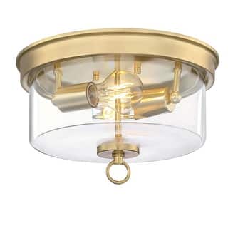 Westinghouse Lighting Lebanon 12 Inch, Two Light Flush Mount Ceiling Fixture, Champagne Brass Finish, Clear Glass - 12-Inch