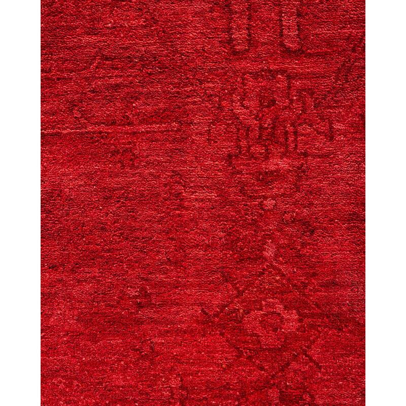 Overton Hand Knotted Wool Vintage Inspired Modern Contemporary Overdyed Red Area Rug - 12' 0" x 17' 10"
