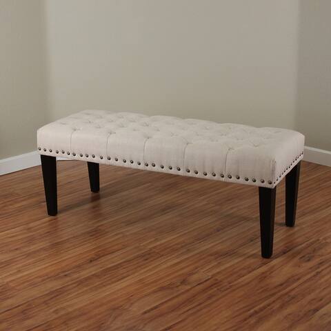 Sopri 49-inch Linen Upholstered Tufted Transitional Bench