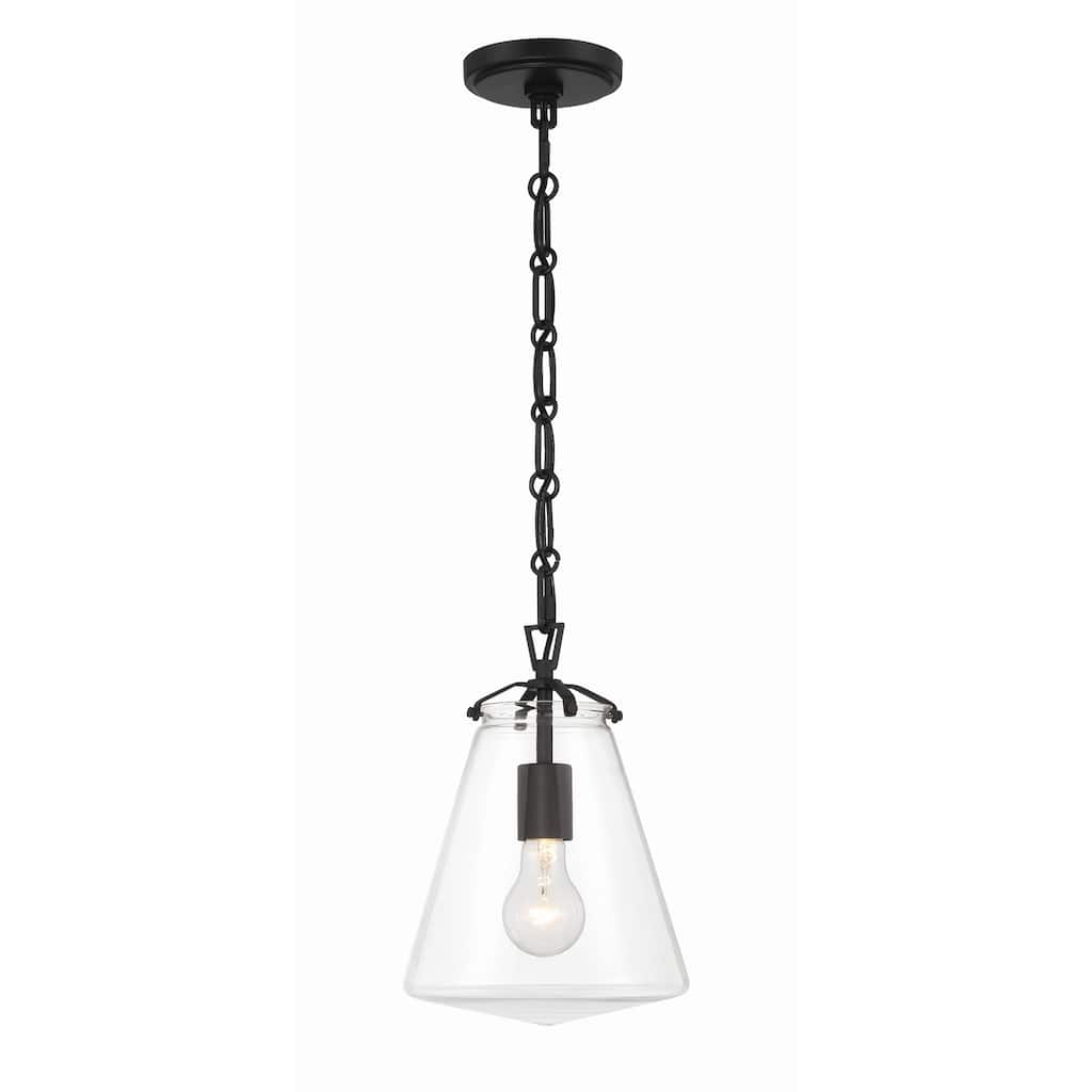 Voss 1 Light Matte Black Mini Pendant - 8.25"W x 11.5"H x 8.25"D
