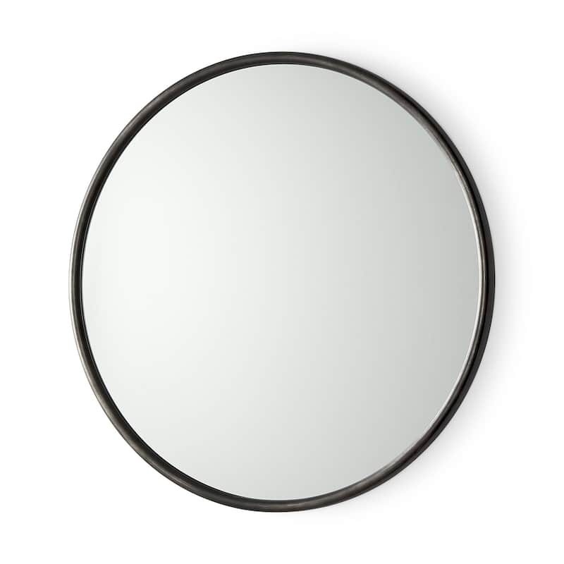 HomeRoots 36" Black Metal Round Framed Accent Mirror - 35.83 in. x 35.83 in. x 0.98 in.