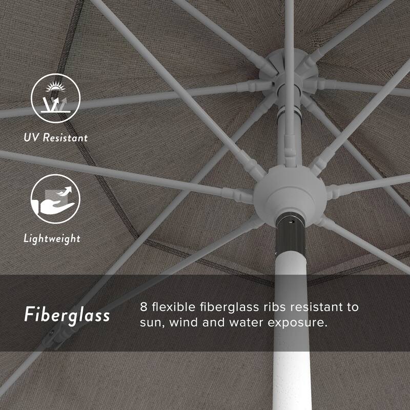 California Umbrella 11' Sun Master Patio Umbrella White Aluminum Pole Fiberglass Ribs Crank Lift Tilt, Olefin