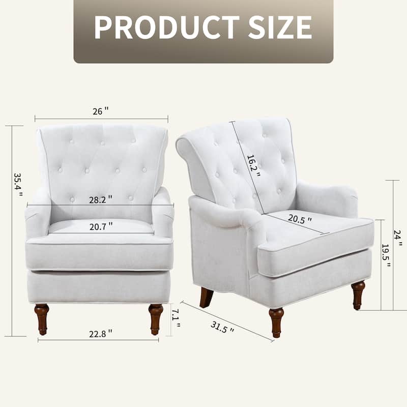 Accent Chair With Comfy Chenille Club Fabric,Comfy Upholstered Living Room Arm Chair,Springs Cushions & Retro Wooden Legs
