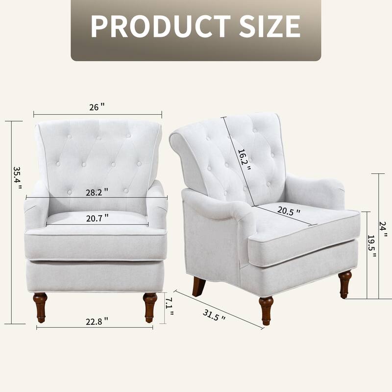 Chenille Club Chair, Modern Lounge Reading Chair with Armrest, Upholstered Single Sofa with Wood Legs for Living Room