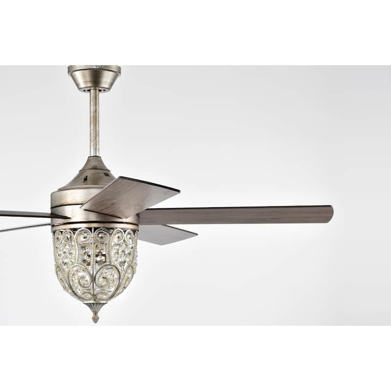 Jaxen 52 Inch Antique Bronze Crystal Ceiling Fan 2 Light with Remote