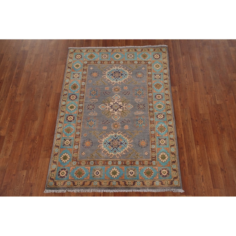 Kazak Accent Rug Hand-Knotted Oriental Wool Carpet - 3'4" x 4'10"