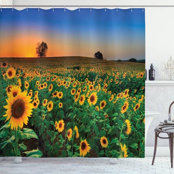 Ambesonne Sunflower Shower Curtain, Cloth Fabric Bathroom Decor Set