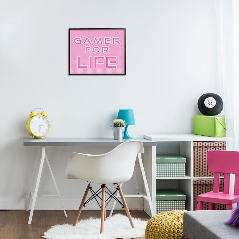 Stupell Pink Gamer For Life Framed Giclee Art Design By Yass Naffas Designs