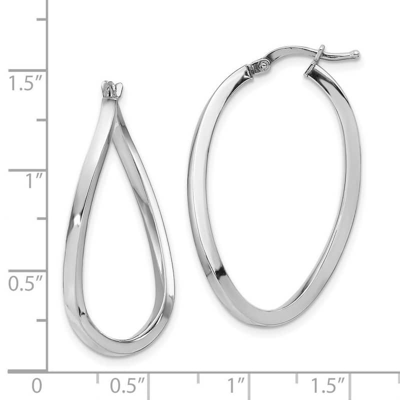 Curata 14k White GoldPolished Twisted 36x2mm Oval Hoop Earring