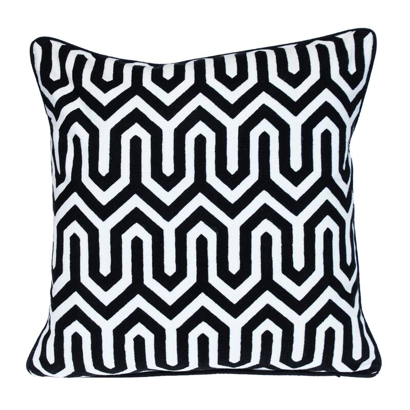 Square Geometric Cotton Throw Pillow - 20" - Black and White