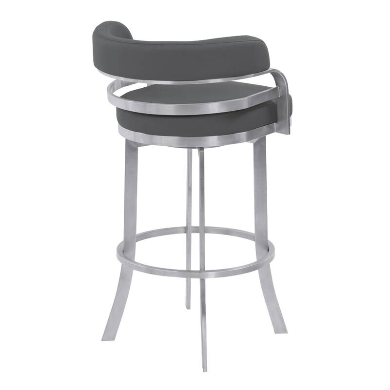 Faux Leather Counter Height Swivel Bar Chair with Silver Frame