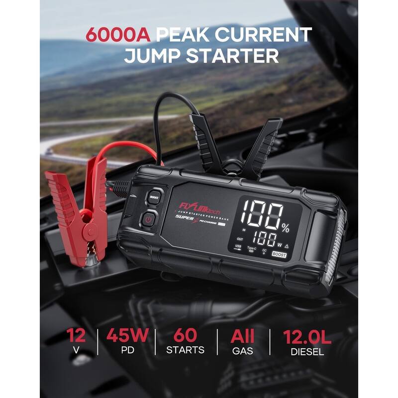 Car Battery Jump Starter, 6000A Peak 26800mAh Jump Start Battery Pack