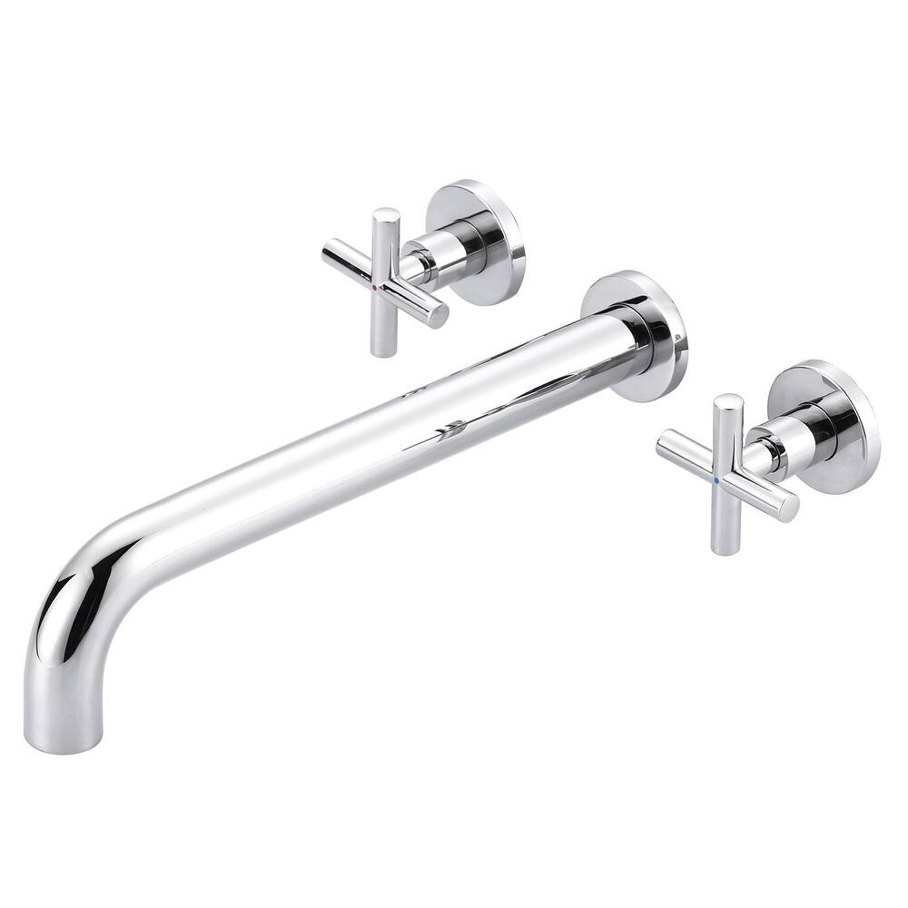 WOWOW Modern Cross-Style Dual-Handle Wall-Mounted Bathtub Faucet