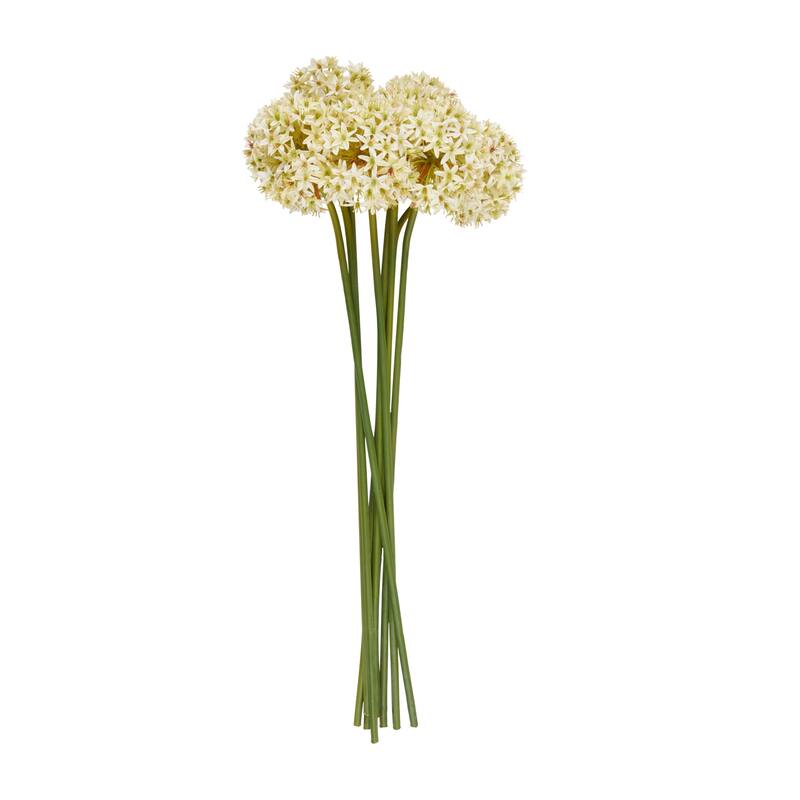 Polyester Allium Tall Artificial Flower Stem - Set of 8 White - Roche River Decor