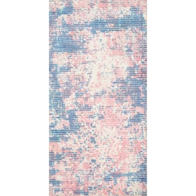 Hand Knotted Oriental Viscose Silk Carpet Modern Abstract Pink Abstract Area Rug - 3' 10'' X 2' 0''