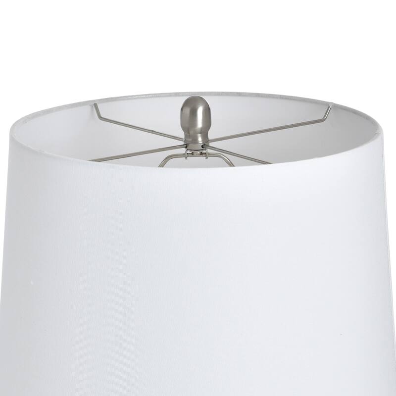 StyleCraft Steel Table Lamp - Brushed Steel - White Shade