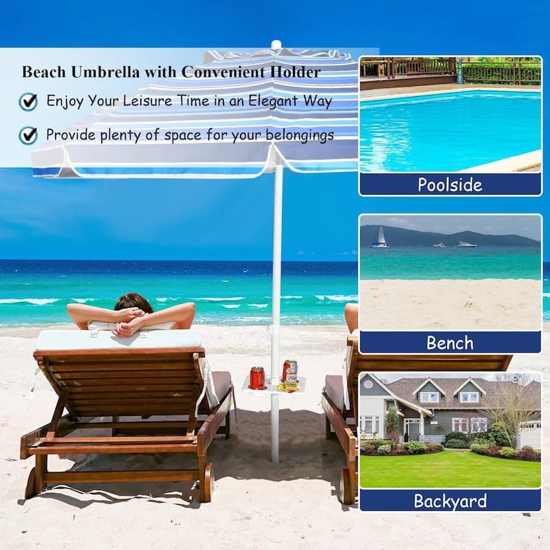 7.2 FT Portable Beach Umbrella with Sand Anchor and Tilt for Outdoor Use