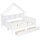 preview thumbnail 26 of 26, Modern Full Size House Bed Frame with LED Light and Guardrail, Wood Kids Storage Platform Bed with Shelves and Drawers