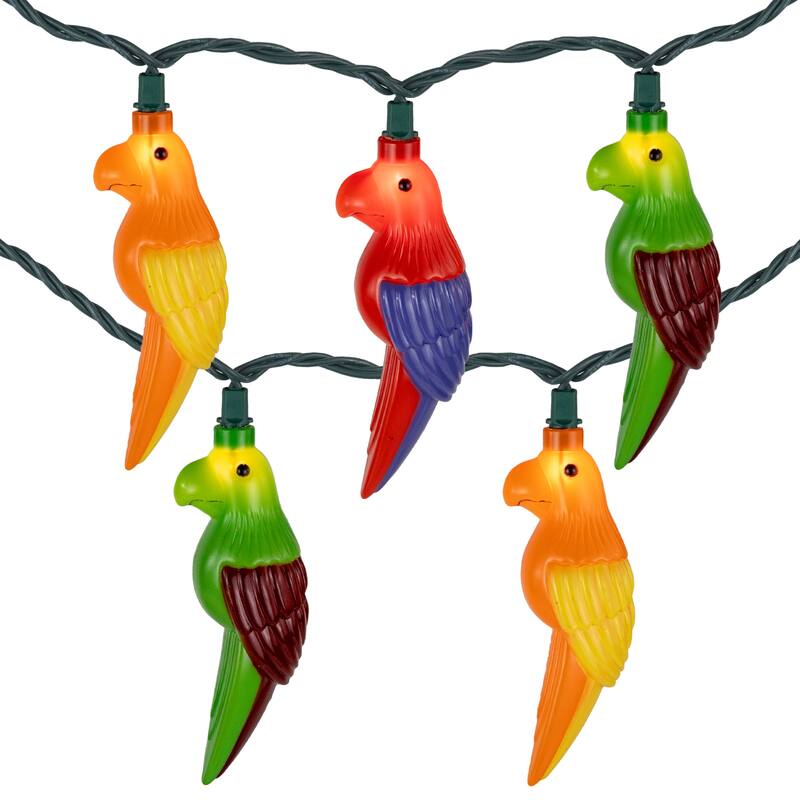 Parrot Patio Light Set - 6' Green Wire - 10ct - 102"