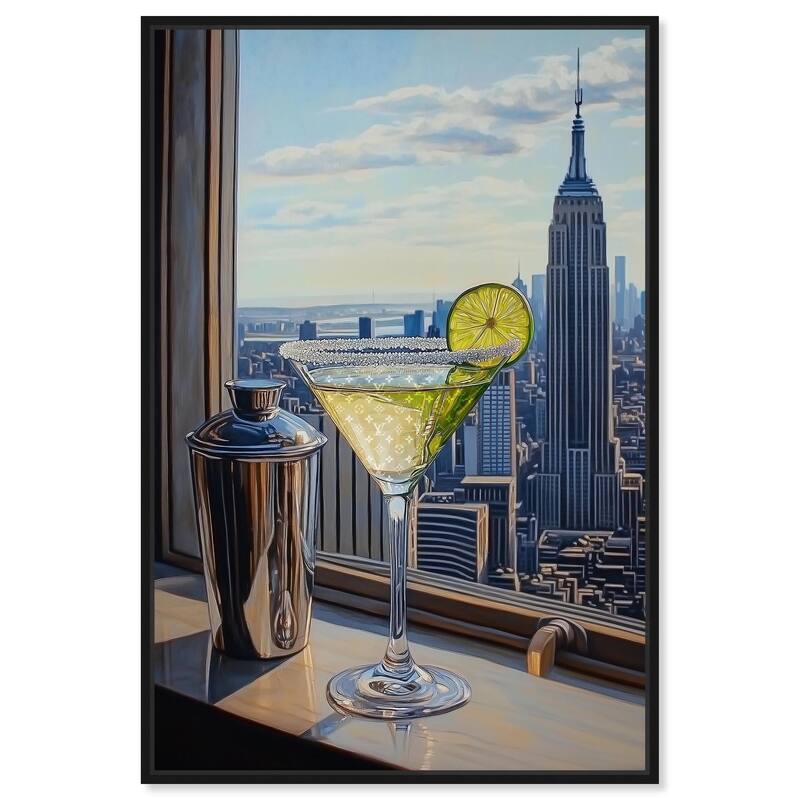 Classy Drink in NYC Canvas by Art Remedy - Black - 20" x 30"