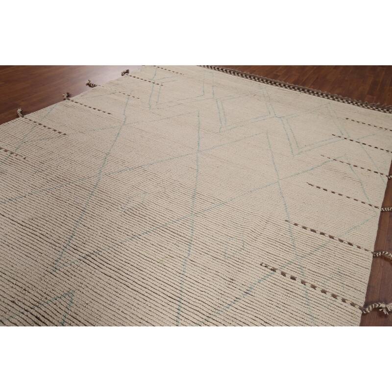 Earth Tone Moroccan Oriental Area Rug Handmade Trellis Wool Carpet - 7'6"x 10'8"