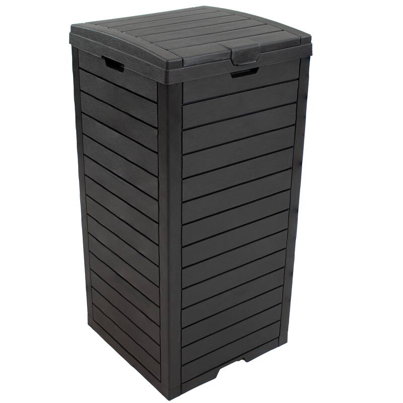 Sunnydaze 39-Gallon Patio Trash Can with Lid - Black