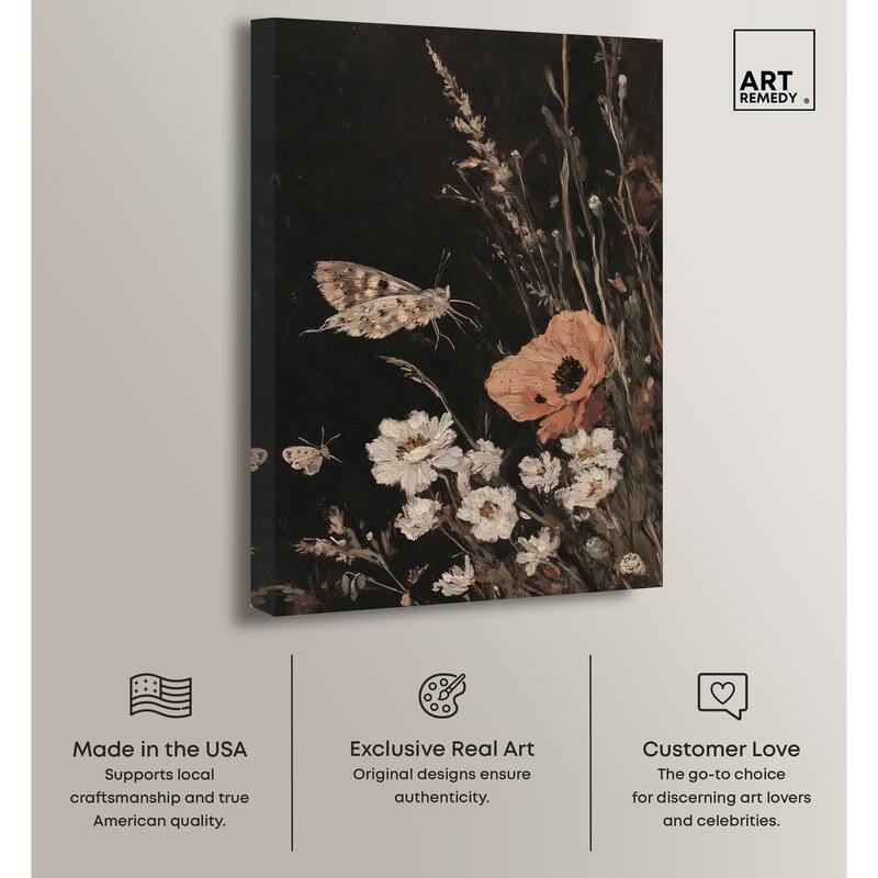 Poppy and Moth II Canvas by Art Remedy, Gallery Wrapped