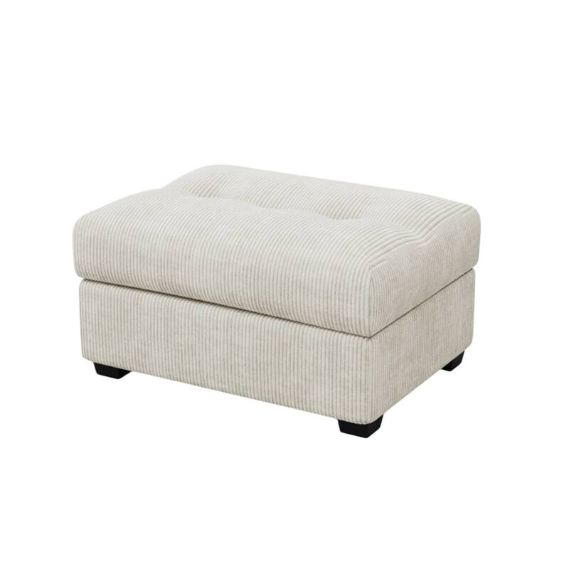 HomeRoots 37" Beige and Black Corduroy Tufted Ottoman