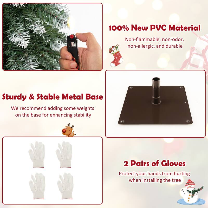 Gymax Pre-Lit Artificial Christmas Tree Set of 3 w/ 3/4/5 FT Faux