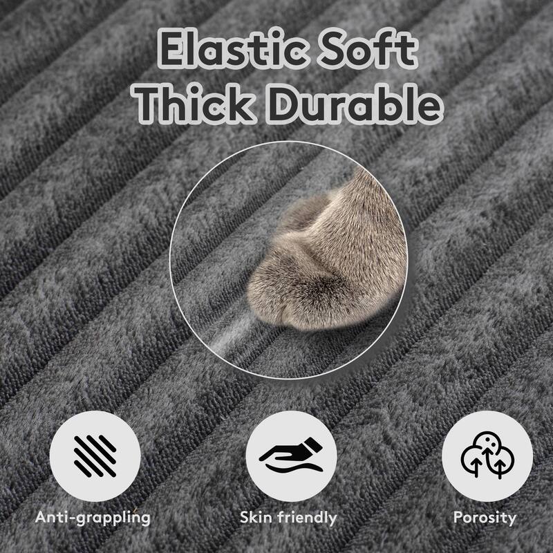 Oversized Fan-shaped Corduroy Couch, 2-piece Sectional Sofa with 4 & 8 Throw Pillows