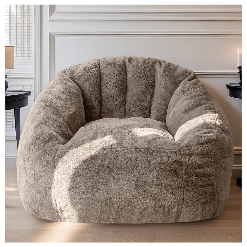 Bean bag chair, armrest bean bag sofa chair filled with high-density foam, comfortable lazy sofa chair,adult bean bag chair - Coffee