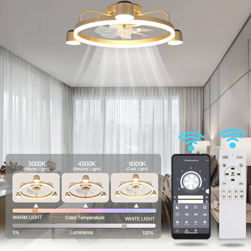 Curve Curio 3 Color Tone and 6 Fan Speed Ceiling Fan, App Control and Remote Control for Bedroom, Living Room and Dining Area