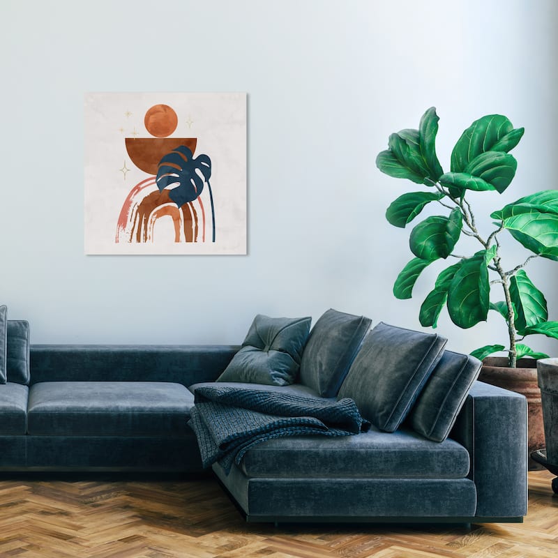 Wynwood Studio Prints Abstract Sun and Plants Brown and Copper Modern & Contemporary Wall Art Canvas Print - 30 x 30