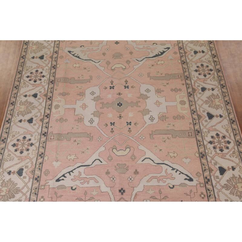 Pink Oushak Oriental Large Rug Hand-Knotted Wool Carpet - 10'0"x 13'10"