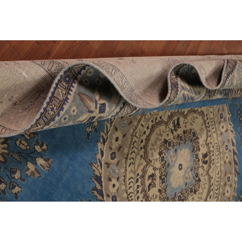 Blue Tabriz Persian Area Rug Handmade Traditional Wool Carpet - 9'7"x 12'3"