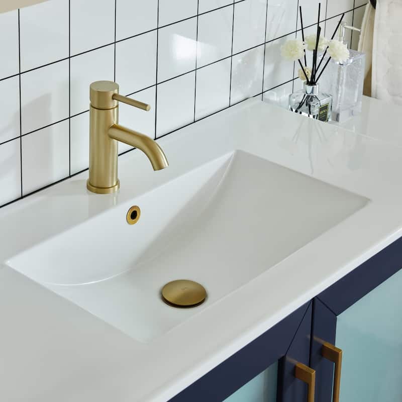 Vanity Art 60-Inch Single Sink Bathroom Vanity Set 8 Dove-Tailed Drawers 3 Cabinets 1 Shelf Soft-Closing Doors with Free Mirror