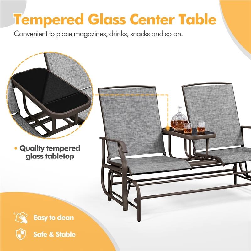 Yaheetech 2-Seater Glider Bench with Fabric and Steel for Outdoor