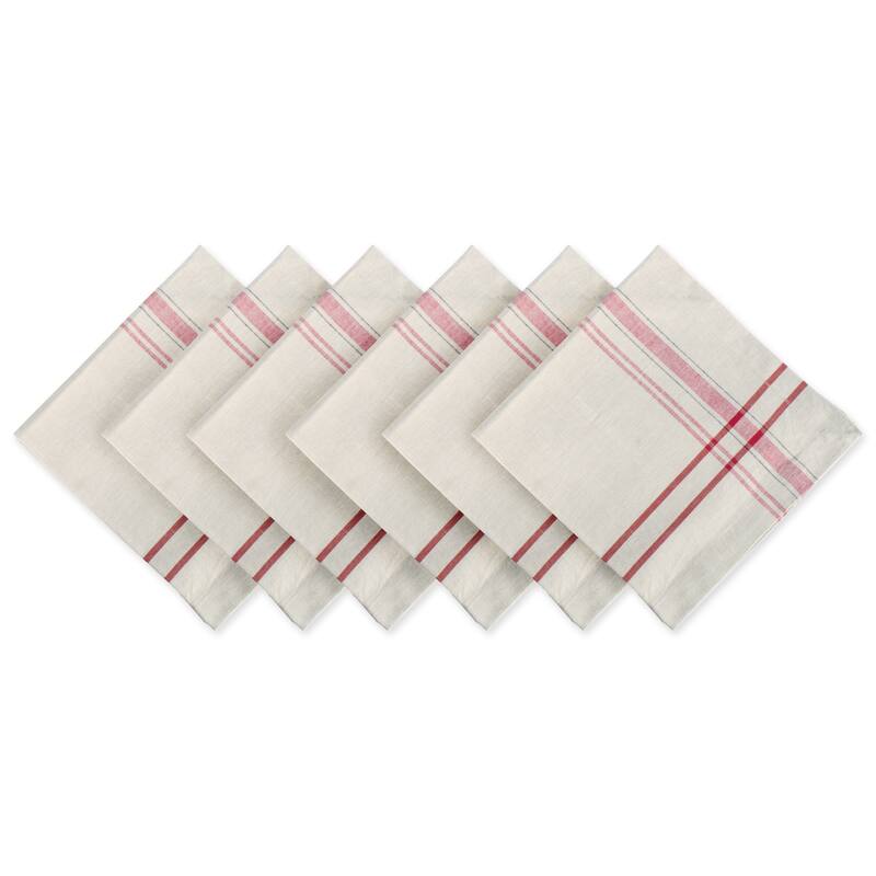 Design Imports Black French Stripe Napkin Set (Set of 6) - Red