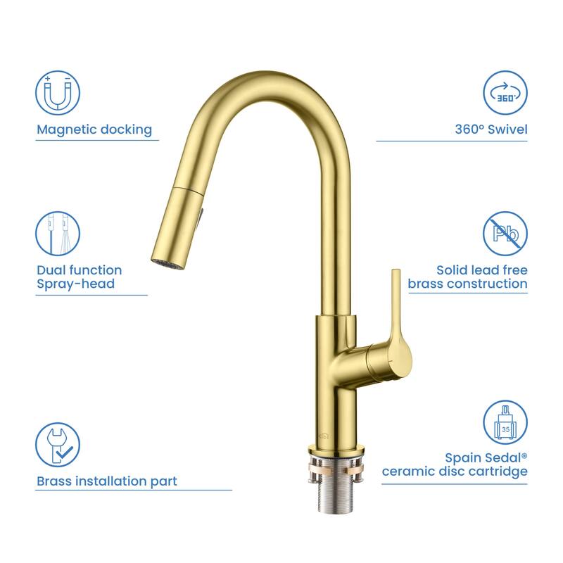 Fusion Single Handle Pull Down Kitchen & Bar Sink Faucet with Soap Dispenser